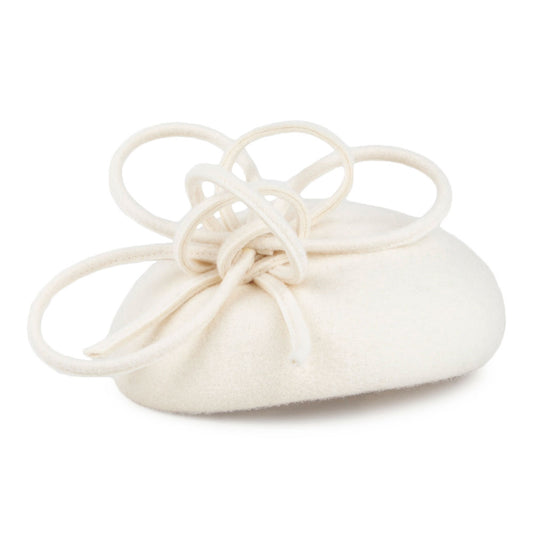 Whiteley Hats Rosey Wool Pillbox Hat with Swirl - Winter White