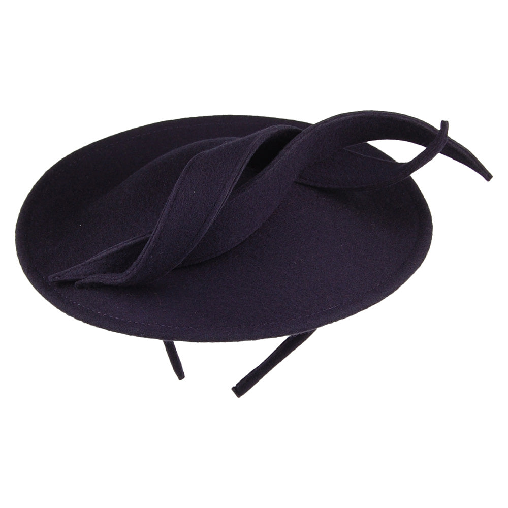 Whiteley Hats Luna Disc Fascinator with Swirl - Navy Blue
