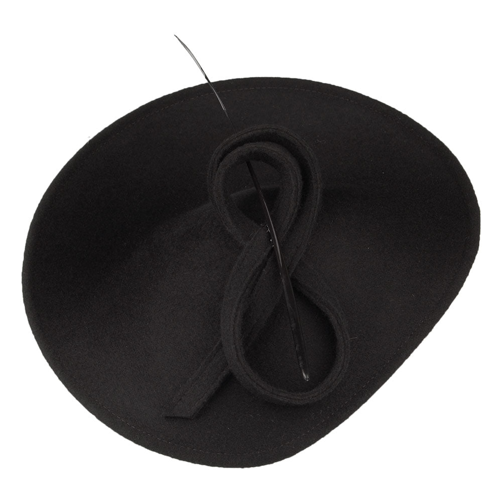 Whiteley Hats Athena Wool Disc Fascinator - Black