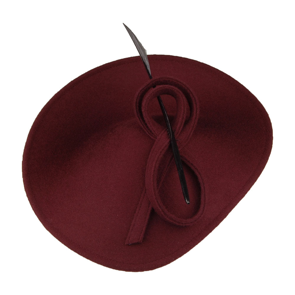 Whiteley Hats Athena Wool Disc Fascinator - Mulberry