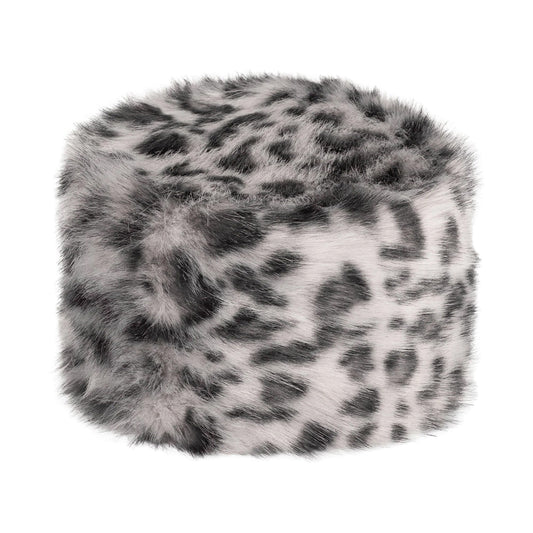 Helen Moore Womens Faux Fur Winter Pillbox Hat - Grey Leopard