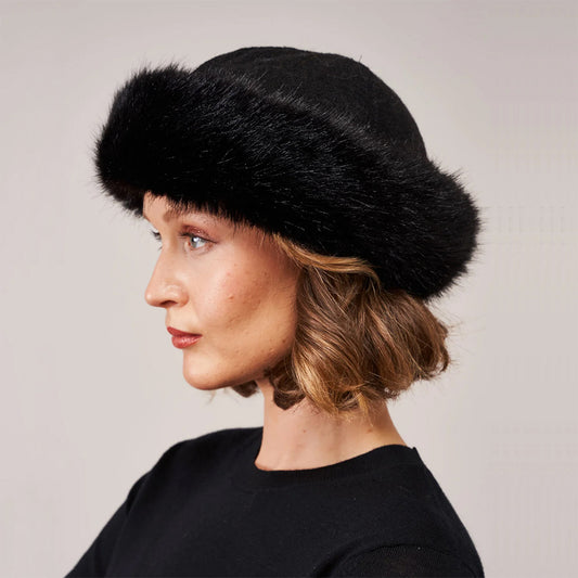 Helen Moore Faux Fur Winter Hat - Black