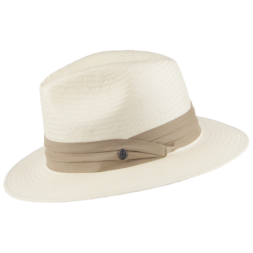 Jaxon & James Toyo Safari Fedora with Khaki Band - Ivory