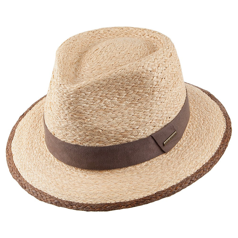 Stetson Hats Raffia Straw Teardrop Fedora Hat - Natural