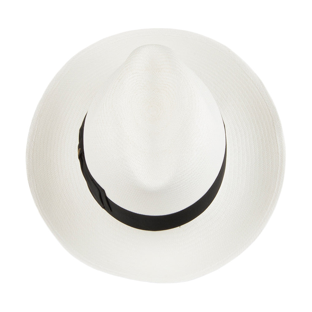 Borsalino Amadeo Fine Panama Fedora Hat with Black Band - Bleach