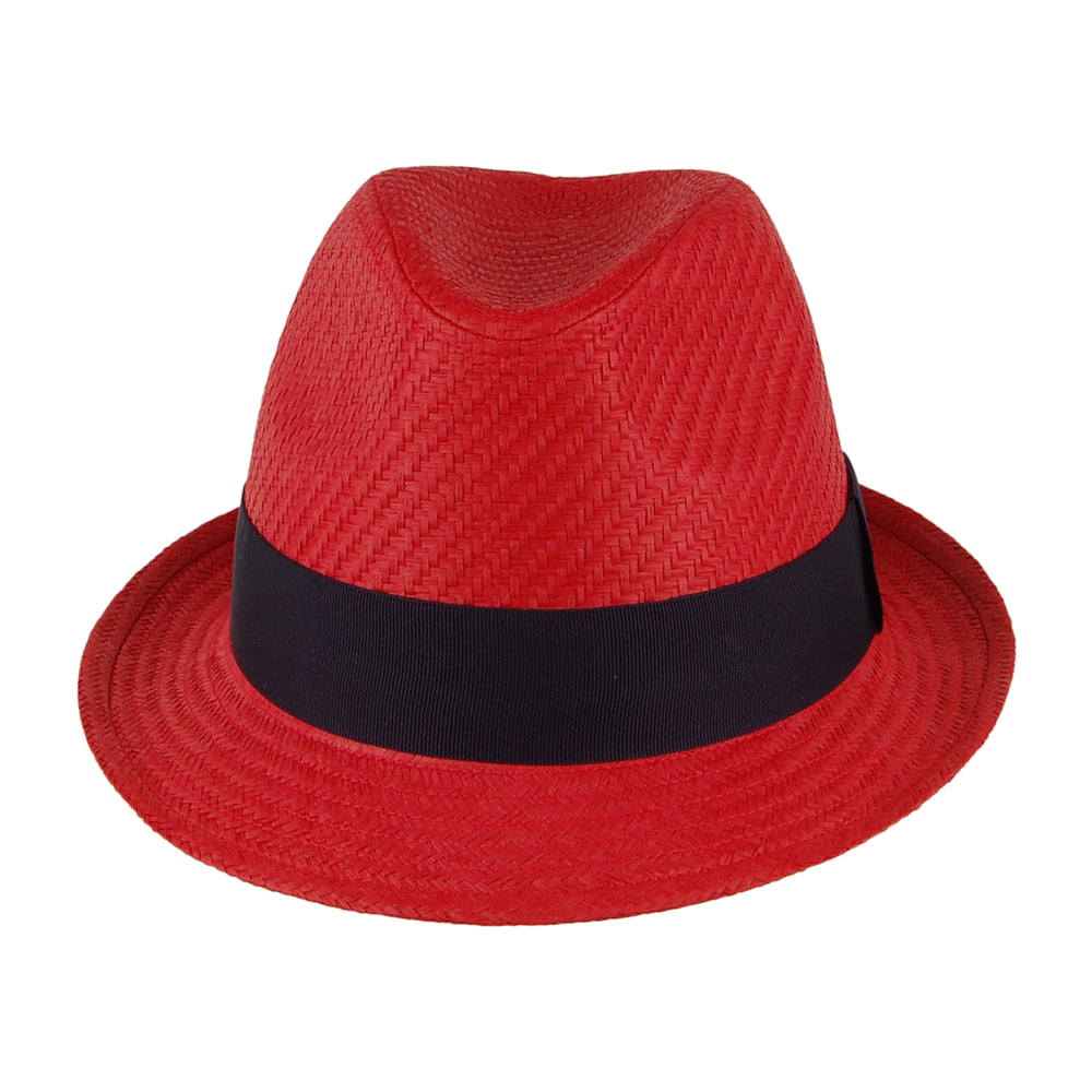 Failsworth Hats Straw Trilby Hat - Red