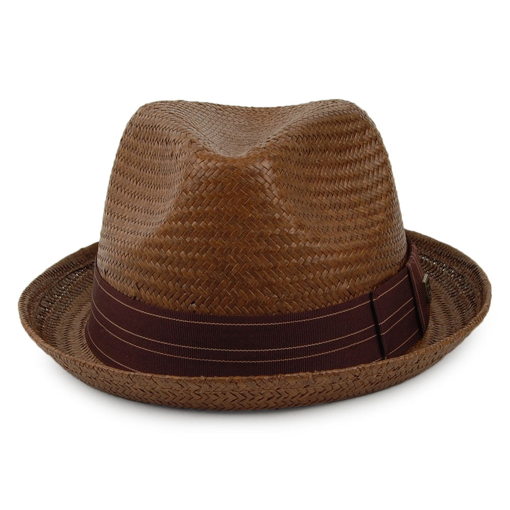 Brixton Hats Castor Straw Trilby Hat - Sepia-Brown
