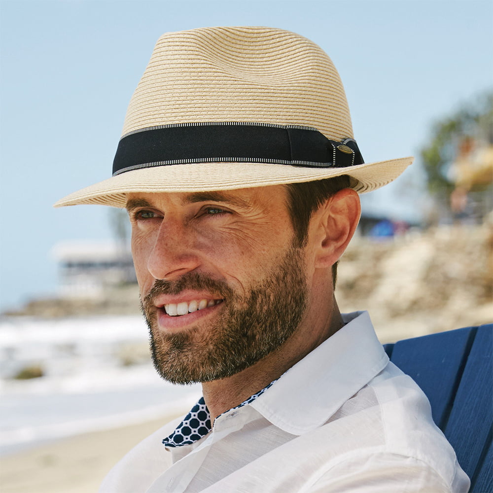 Scala Hats Wyatt Fine Braid Toyo Fedora Hat - Natural