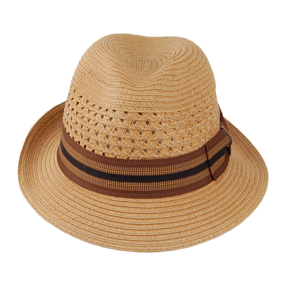 Scala Hats Baytown Vented Paper Braid Fedora Hat - Tea