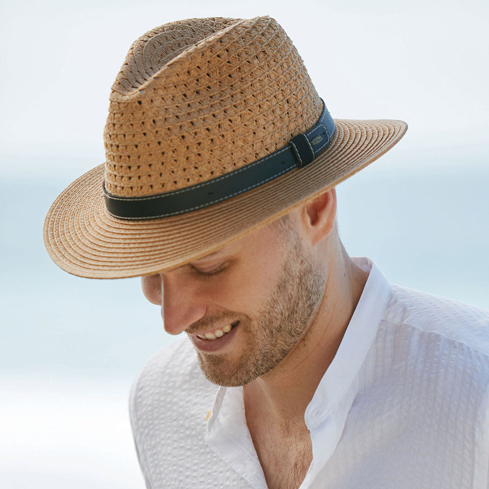 Scala Hats Paper Braid Safari Fedora Hat - Tea
