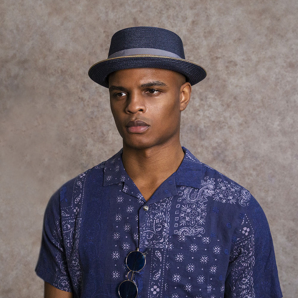 Bailey Hats Carver Pork Pie Hat - Navy Blue