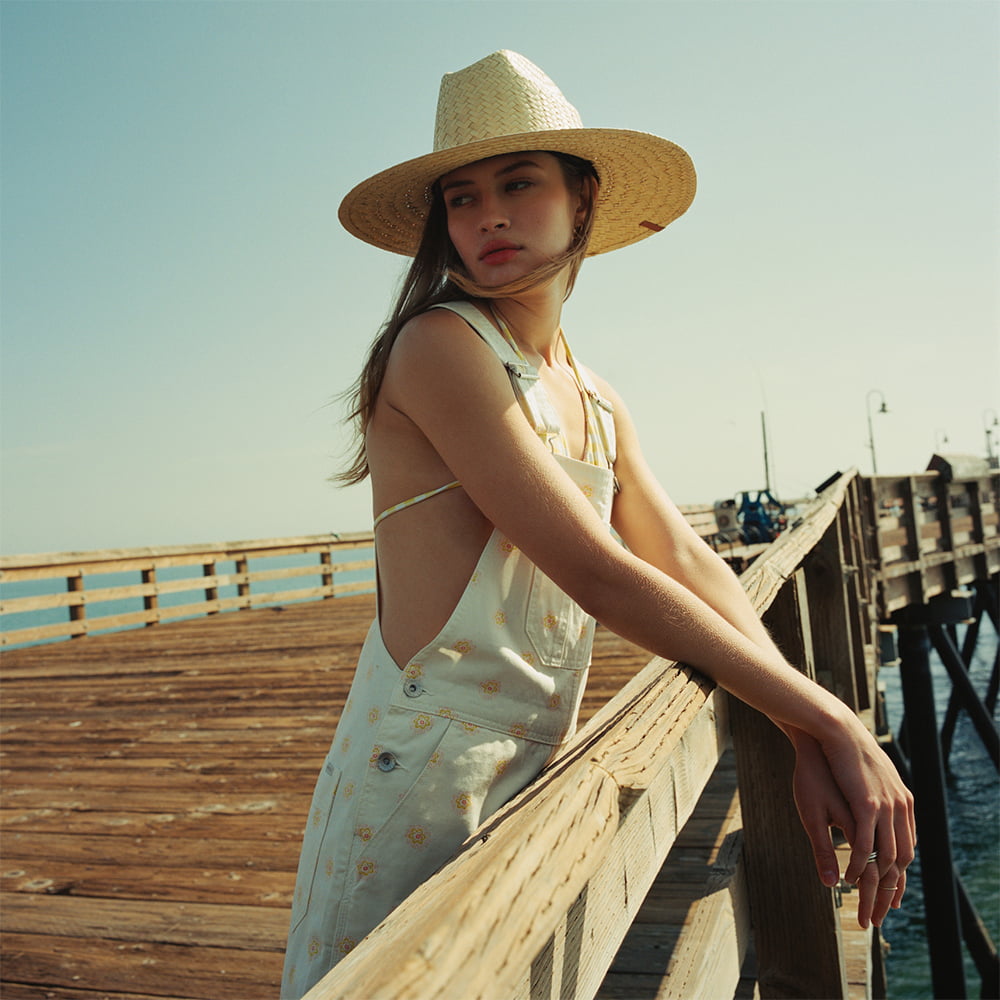 Brixton Hats Bells II Straw Lifeguard Hat With Black Cord - Tan