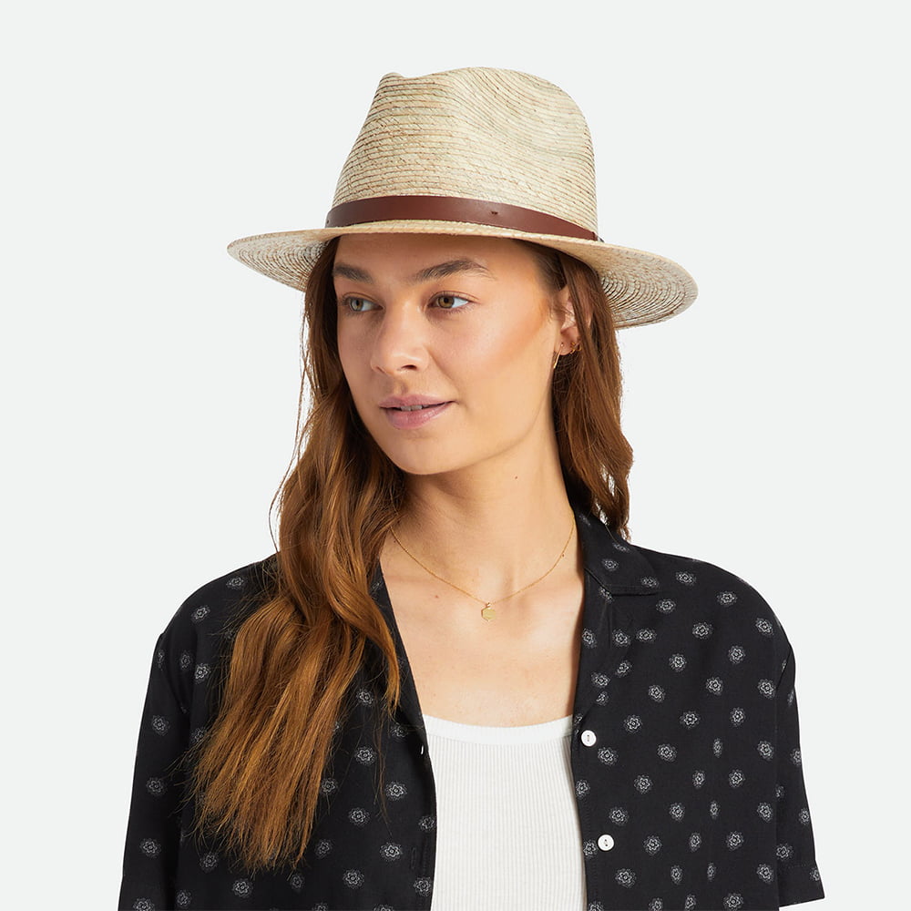Brixton Hats Messer Straw Fedora Hat - Natural