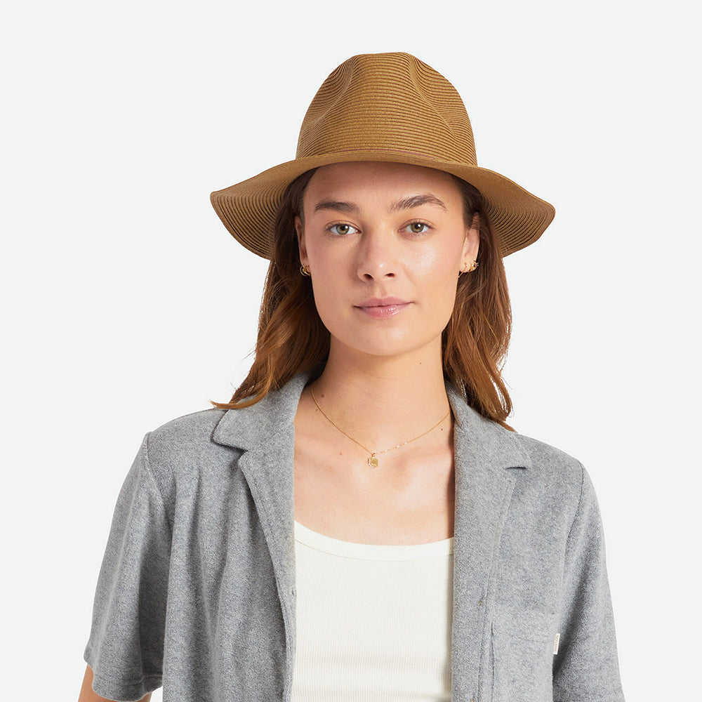 Brixton Hats Wesley Packable Straw Fedora Hat - Copper