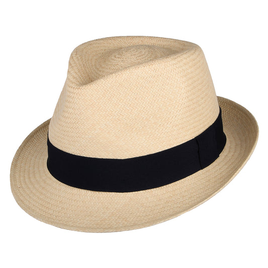 Failsworth Hats Panama Trilby Hat - Natural-Navy