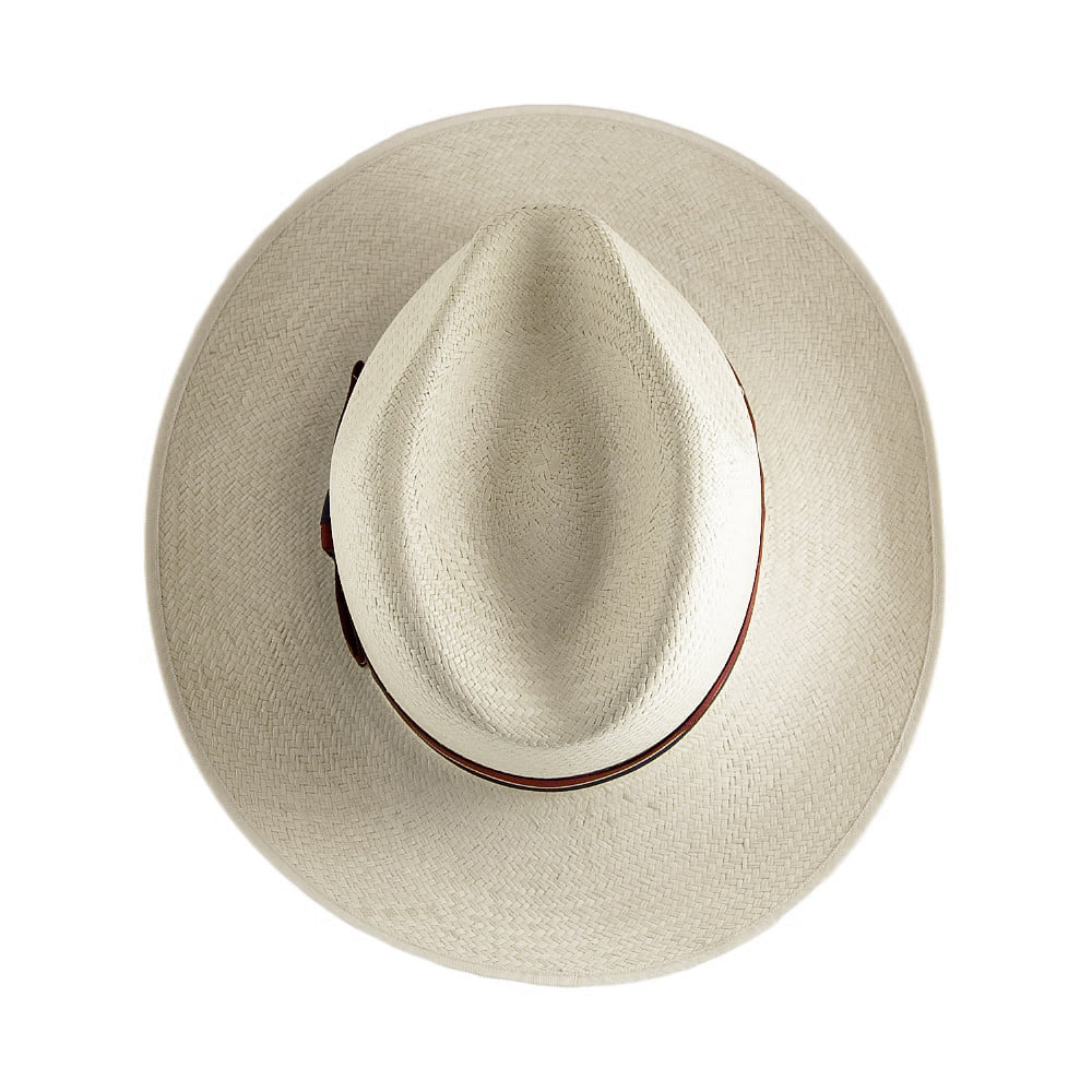 Olney Hats Snap Brim Panama Fedora with Striped Band - Bleach
