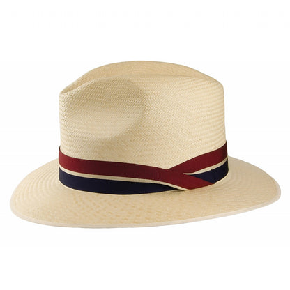 Olney Hats Safari Panama Fedora with Striped Band