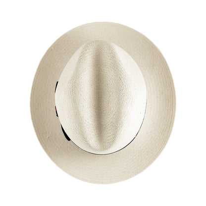 Olney Hats Excellent Panama Fedora with Striped Band - Bleach