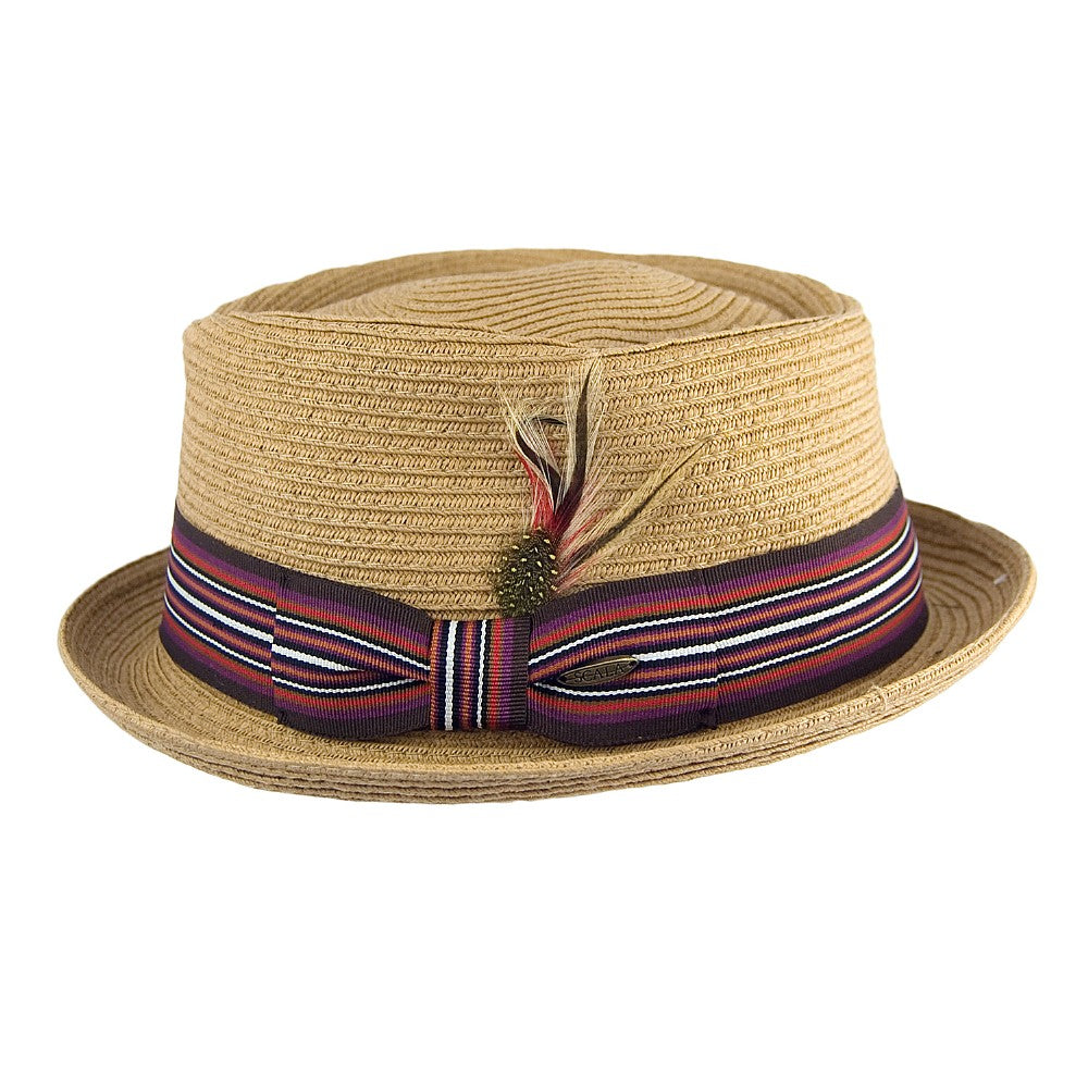 Scala Hats Diamond Pork Pie Hat - Toast