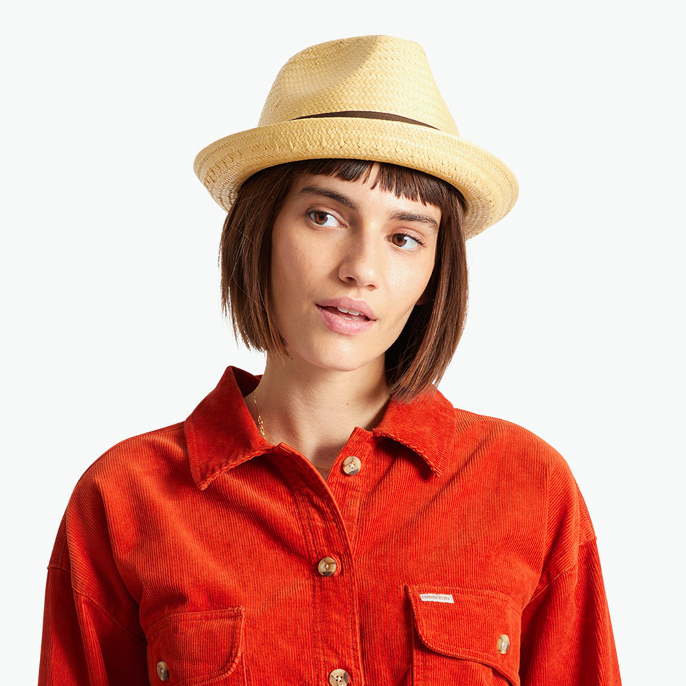 Brixton Castor Straw Trilby Hat - Natural