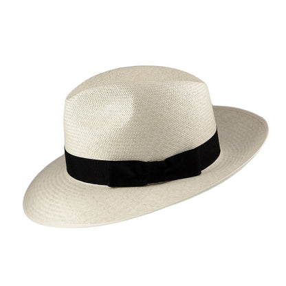 Olney Hats Snap Brim Panama Fedora with Black Band - Bleach