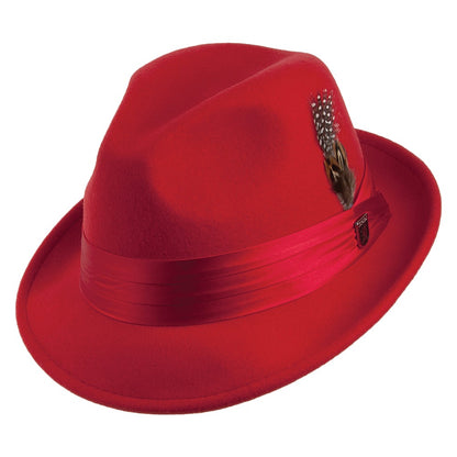Stacy Adams Hats Wool Felt Crushable Trilby - Red