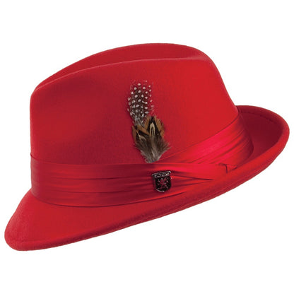 Stacy Adams Hats Wool Felt Crushable Trilby - Red