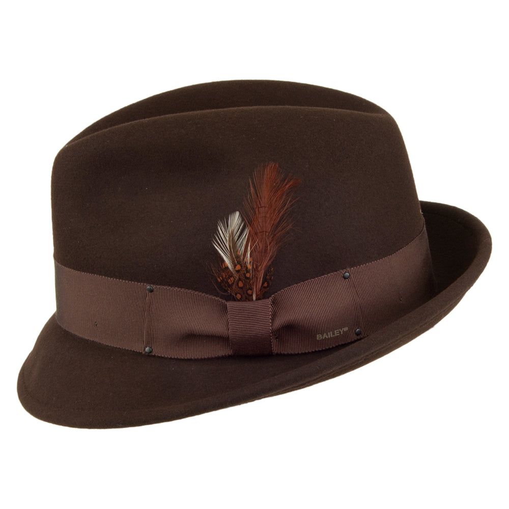 Bailey Hats Tino Crushable Water Repellent Wool Felt Trilby Hat - Brown