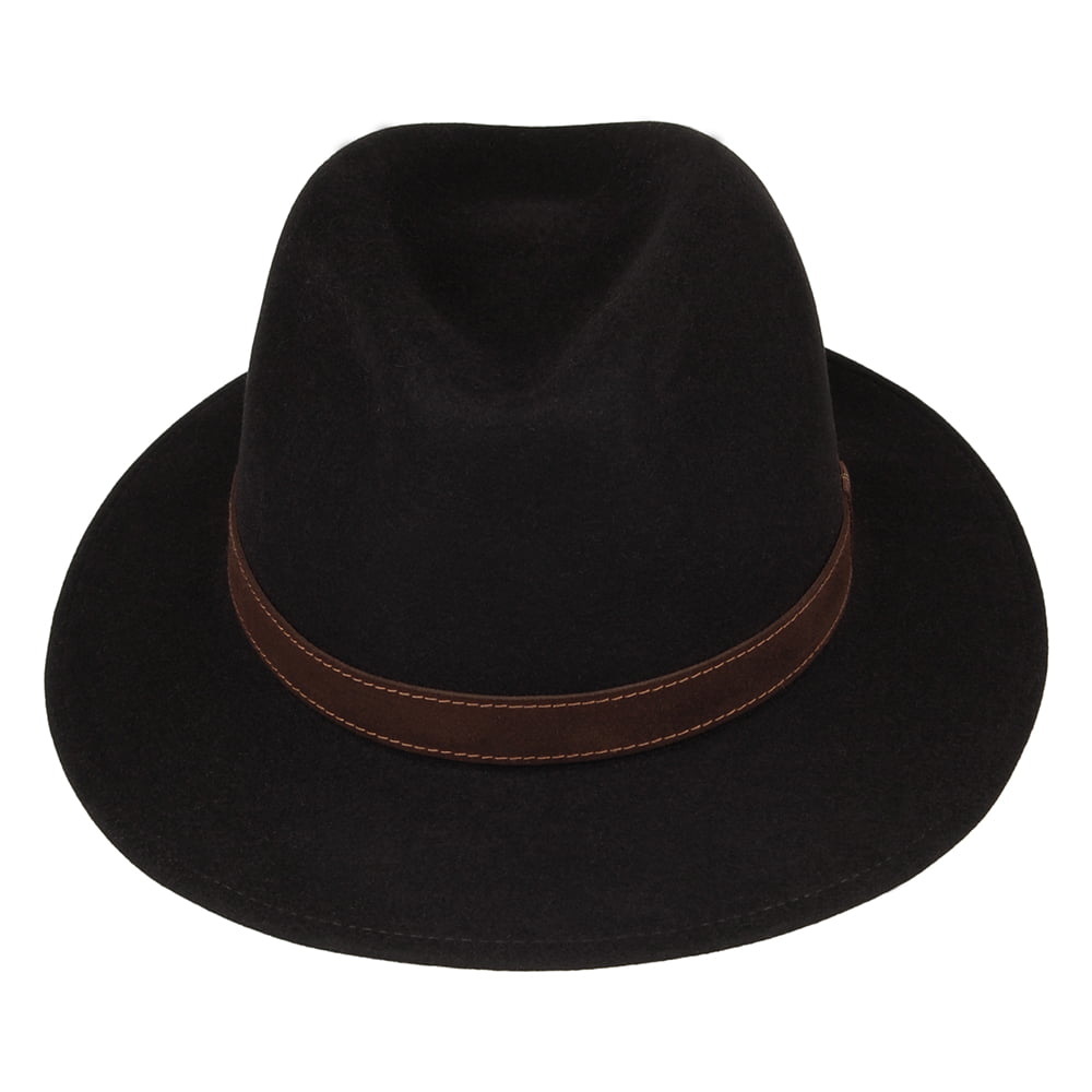 Borsalino Fur Felt Crushable Safari Fedora Hat - Black