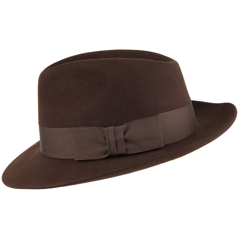 Christys Hats Knightsbridge Fur Felt Fedora Hat - Brown