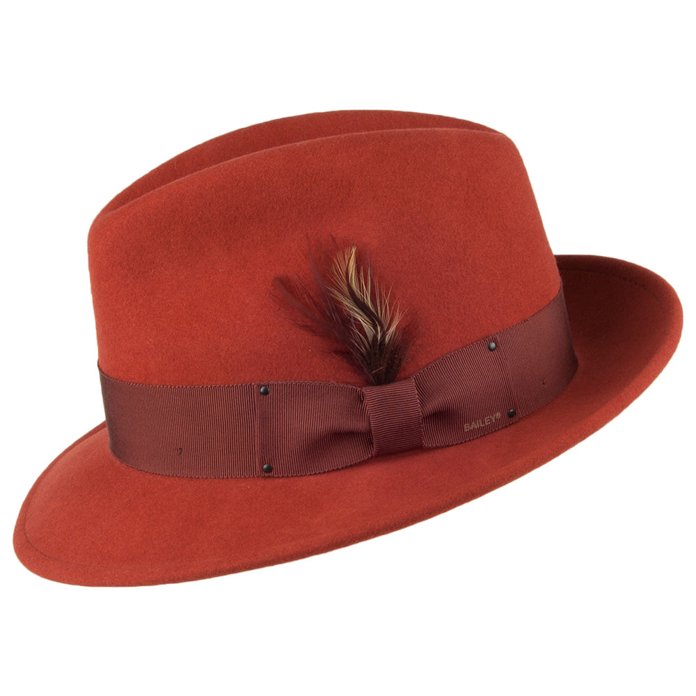 Bailey Hats Blixen Crushable Water Repellent Wool Felt Fedora Hat - Rust