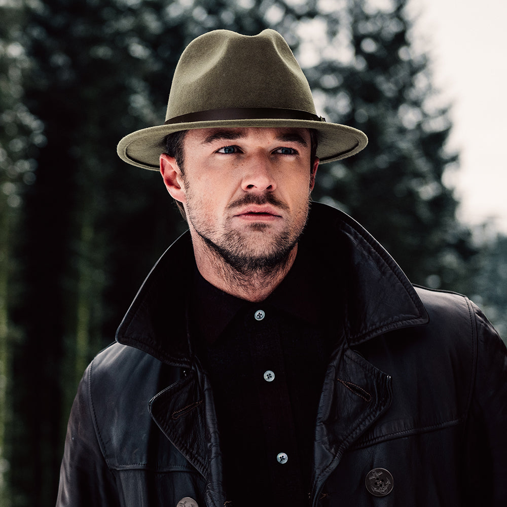Failsworth Hats Adventurer Showerproof Fedora Hat - Olive