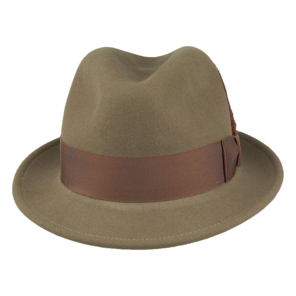 Bailey Hats Tino Crushable Water Repellent Wool Felt Trilby Hat - Light Olive