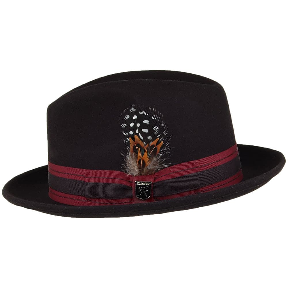 Stacy Adams Hats Irving Pinch Crown Wool Felt Trilby Hat - Black