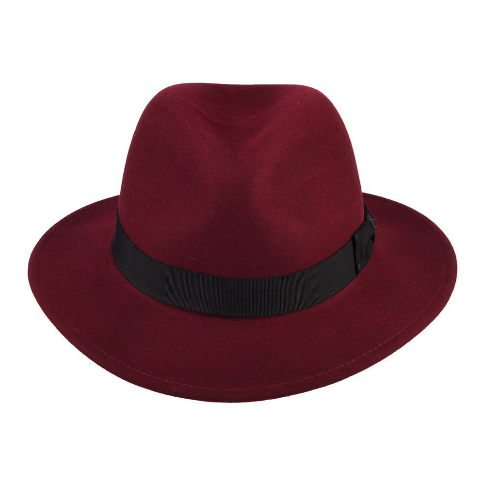Bailey Hats Curtis Crushable Water Repellent Wool Felt Fedora Hat - Wine