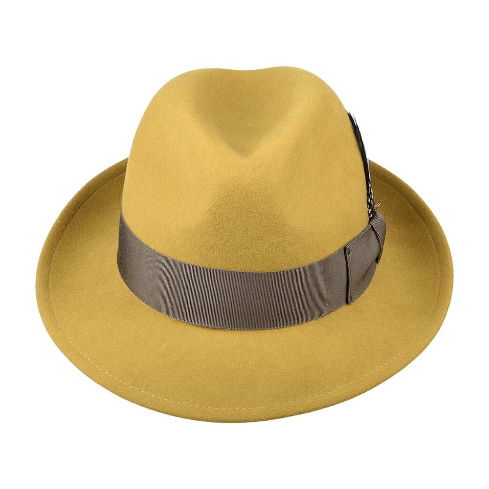 Bailey Hats Blixen Crushable Water Repellent Wool Felt Fedora Hat - Mustard