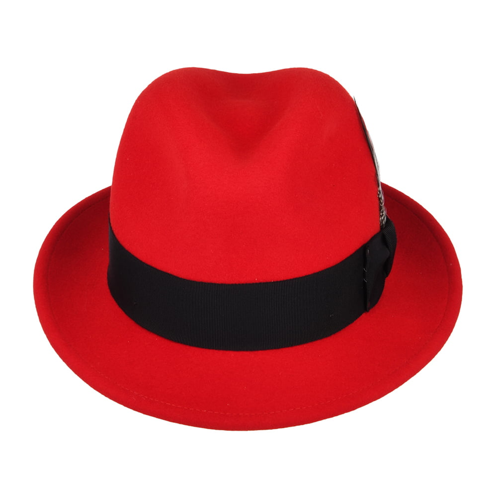 Bailey Hats Tino Crushable Water Repellent Wool Felt Trilby Hat - Red