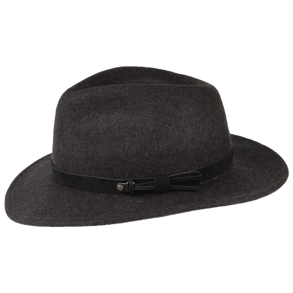 Seeberger Hats Water Repellent Fedora Hat - Charcoal