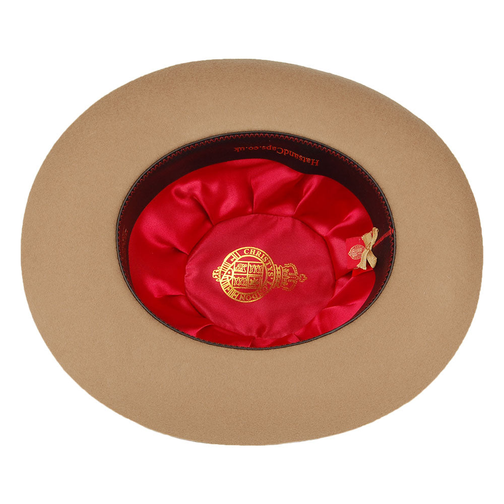 Christys Hats Grosvenor Wool Felt Fedora Hat With Feathers - Camel