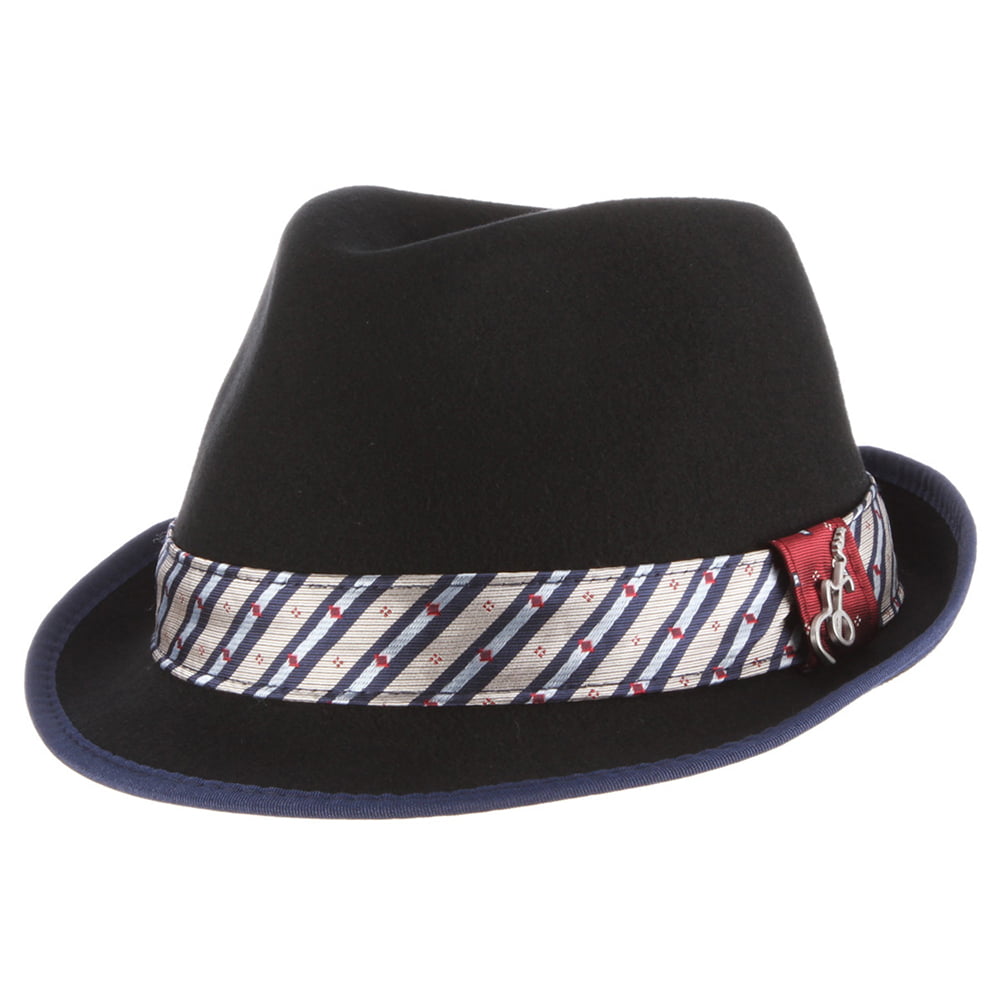 Carlos Santana Hats Notes Crushable Wool Felt Trilby Hat - Black