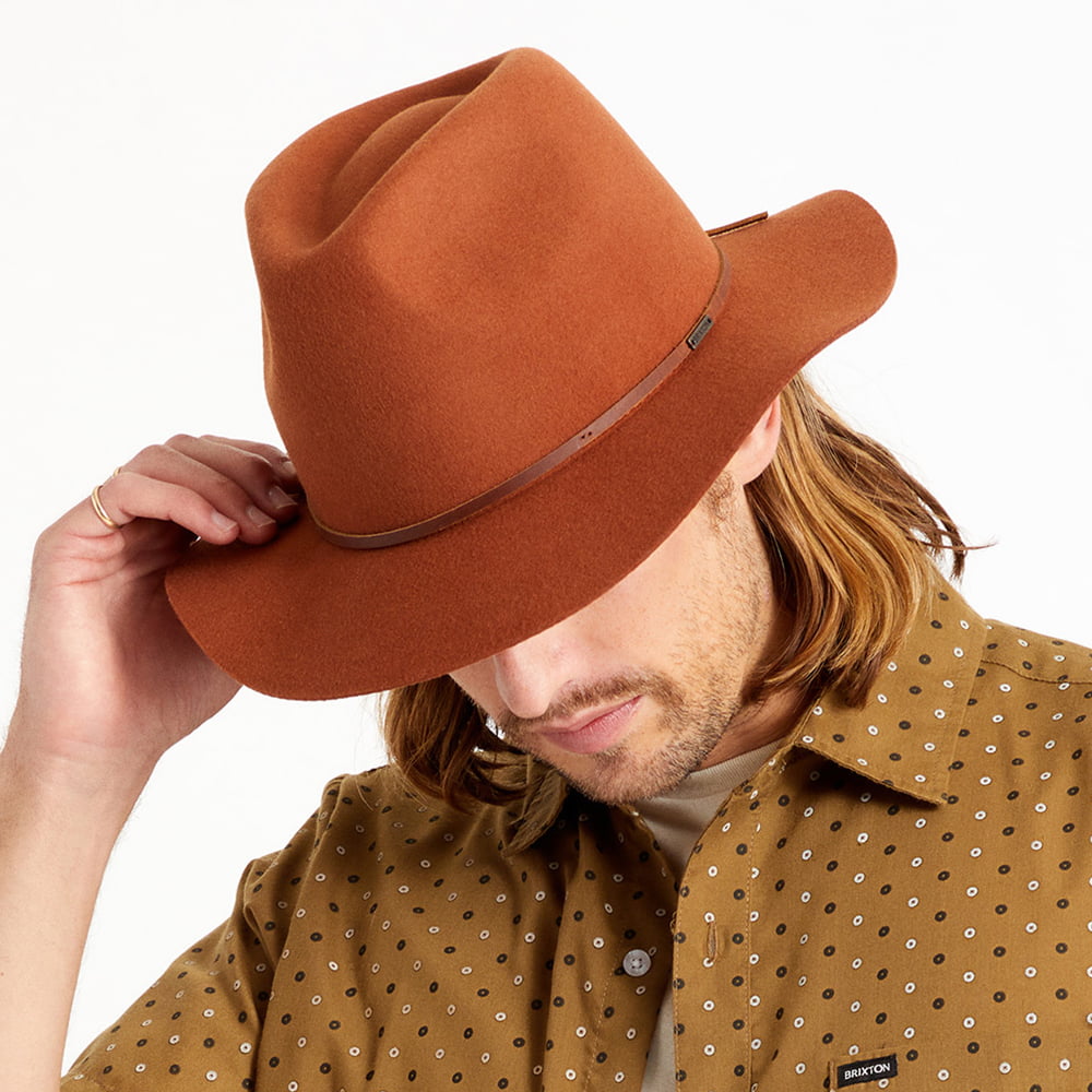 Brixton Hats Wesley Wool Felt Fedora Hat - Caramel