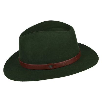 Brixton Hats Messer Wool Felt Fedora Hat - Forest