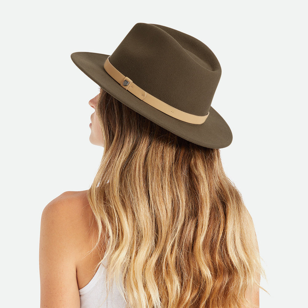 Brixton Hats Messer Wool Felt Fedora Hat - Brown-Natural