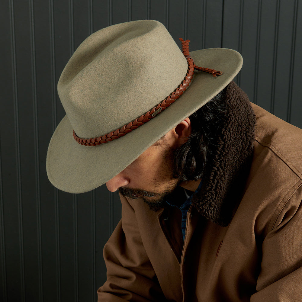 Brixton Hats Messer Western Wool Felt Fedora Hat - Natural Heather