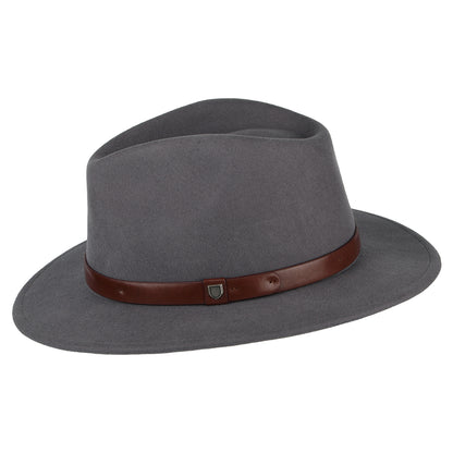 Brixton Hats Messer Wool Felt Fedora Hat - Mid Grey