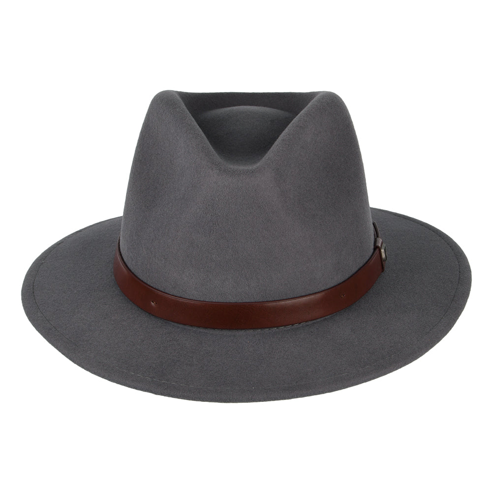Brixton Hats Messer Wool Felt Fedora Hat - Mid Grey
