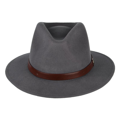 Brixton Hats Messer Wool Felt Fedora Hat - Mid Grey