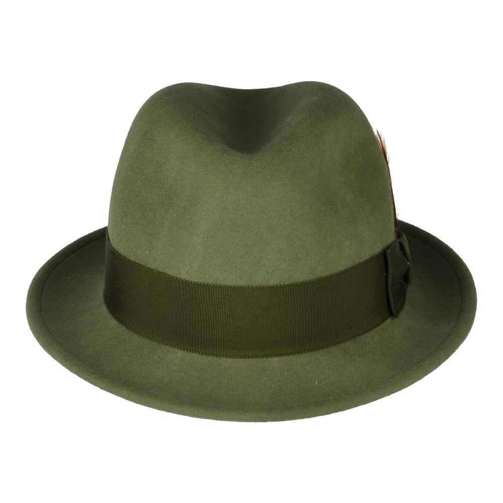 Bailey Hats Tino Crushable Water Repellent Wool Felt Trilby Hat - Olive