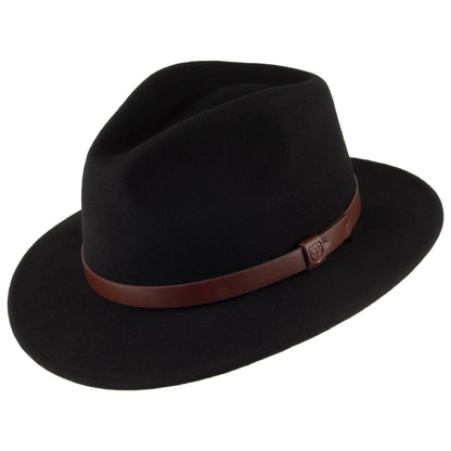 Brixton Hats Messer Fedora - Black with Brown Band