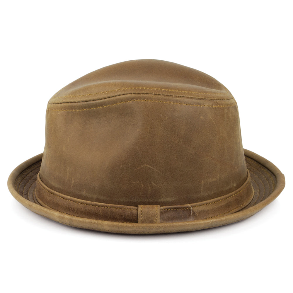 New York Hat Company Vintage Leather Trilby Hat - Brown